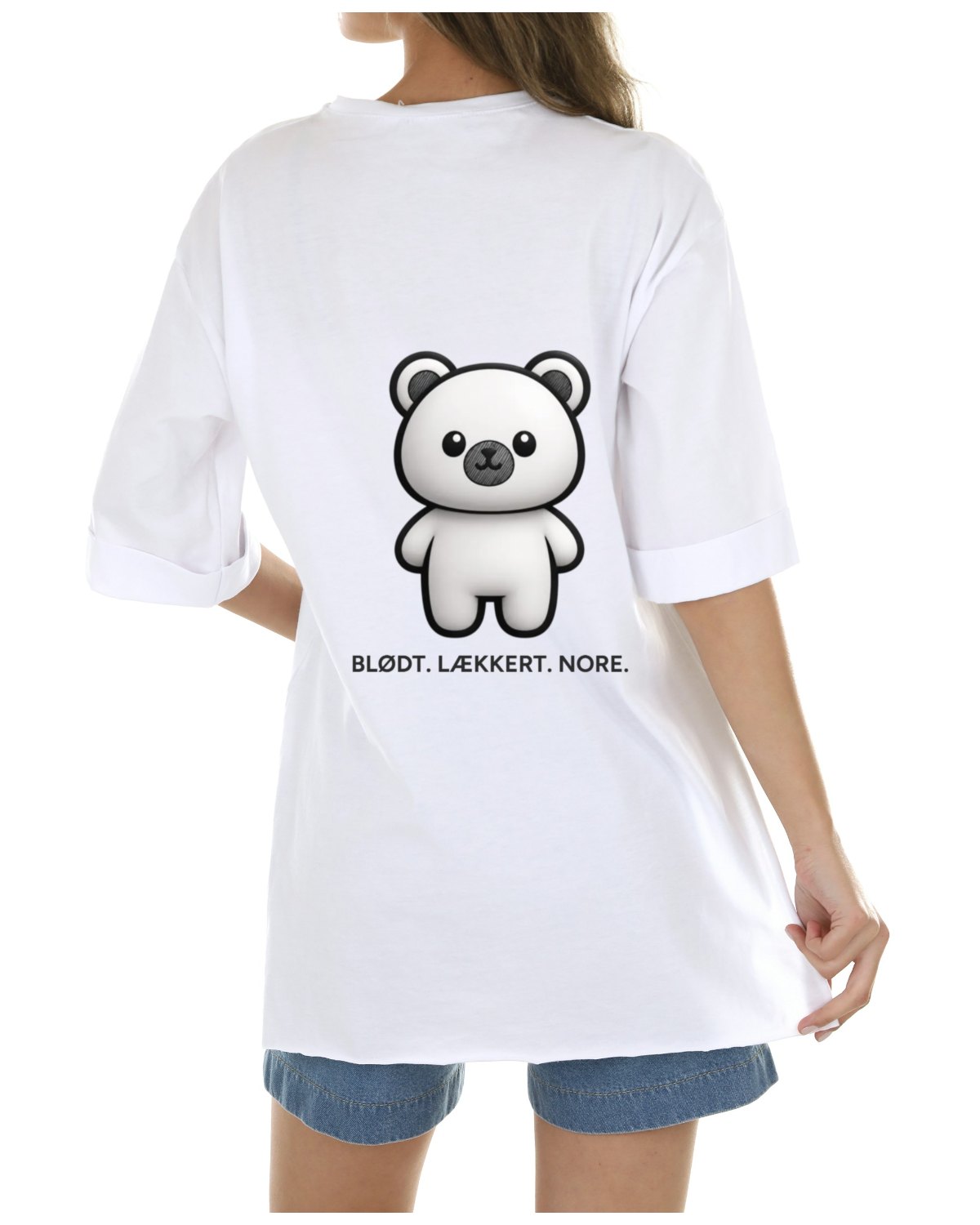 Bamse T-shirt Hvid – rygprint